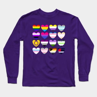 Multi Pride Flag Hearts Long Sleeve T-Shirt